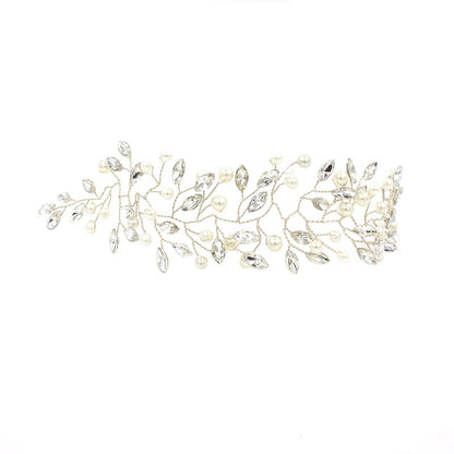 Pearl Bridal Hair Band | Glass Drill Korean Silver 26cm 13g