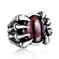 Men's Vintage Zircon Inlaid Stainless Steel Ring | Ruby and Black Agate