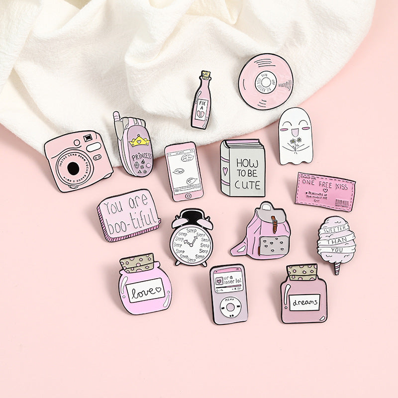 Pink Series Cartoon Brooch | Alloy Paint Geometric Unisex