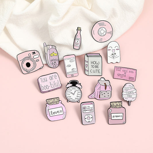 Pink Series Cartoon Brooch | Alloy Paint Geometric Unisex