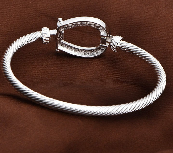 Horseshoe Bangle in Gold and Silver