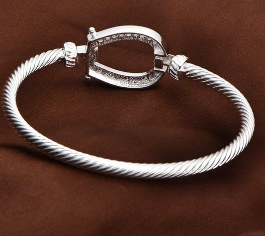 Horseshoe Bangle in Gold and Silver