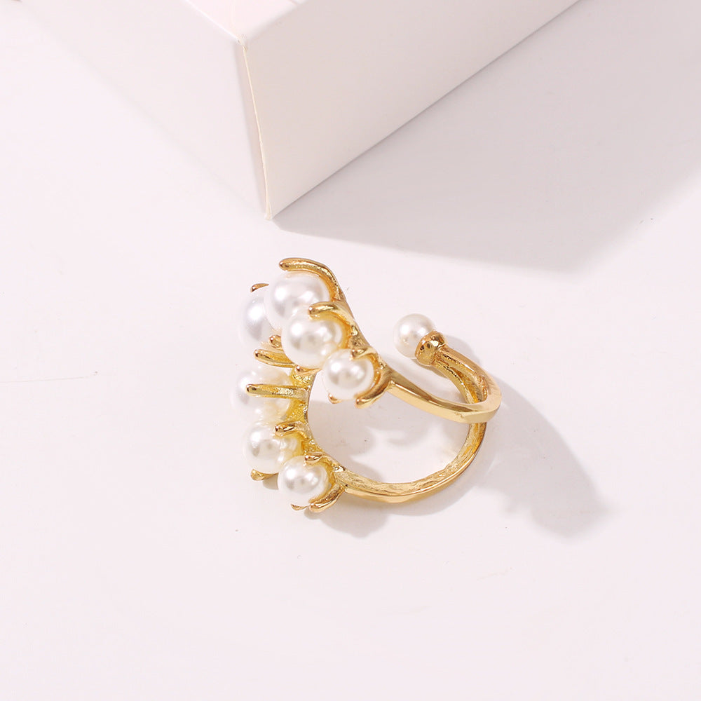 Big Geometric Pearl Ring | Alloy Women's Statement Jewellery