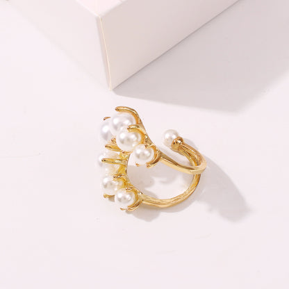 Big Geometric Pearl Ring | Alloy Women's Statement Jewellery