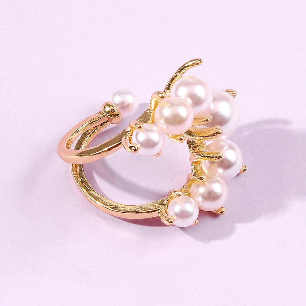 Big Geometric Pearl Ring | Alloy Women's Statement Jewellery