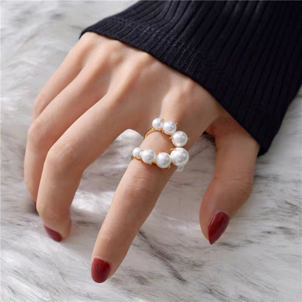 Big Geometric Pearl Ring | Alloy Women's Statement Jewellery