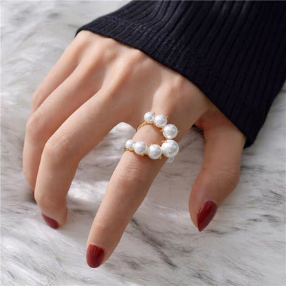 Big Geometric Pearl Ring | Alloy Women's Statement Jewellery