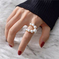 Big Geometric Pearl Ring | Alloy Women's Statement Jewellery