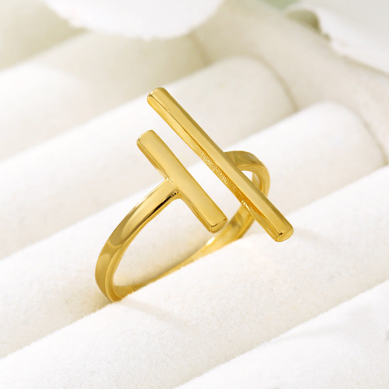 Parallel Bars Ring | Stainless Steel Korean Style Women's Adjustable