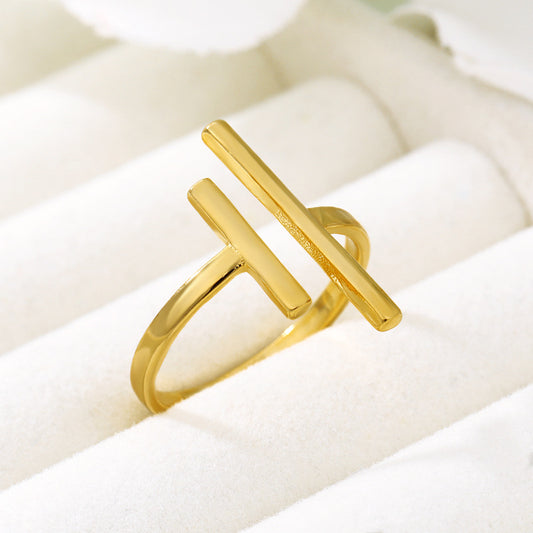 Parallel Bars Ring | Stainless Steel Korean Style Women's Adjustable