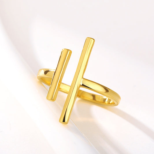 Parallel Bars Ring | Stainless Steel Korean Style Women's Adjustable