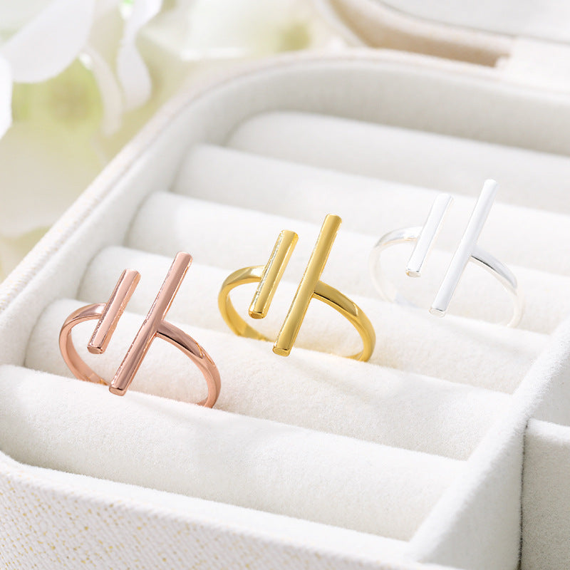 Parallel Bars Ring | Stainless Steel Korean Style Women's Adjustable