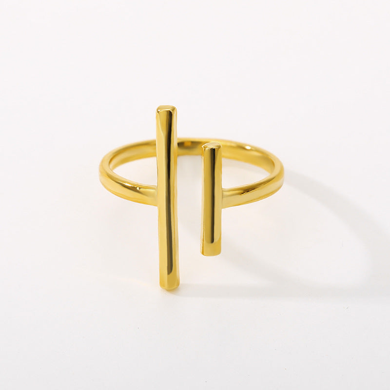 Parallel Bars Ring | Stainless Steel Korean Style Women's Adjustable