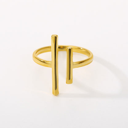 Parallel Bars Ring | Stainless Steel Korean Style Women's Adjustable