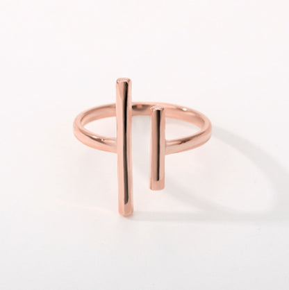 Parallel Bars Ring | Stainless Steel Korean Style Women's Adjustable