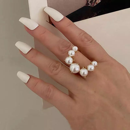Big Geometric Pearl Ring | Alloy Women's Statement Jewellery