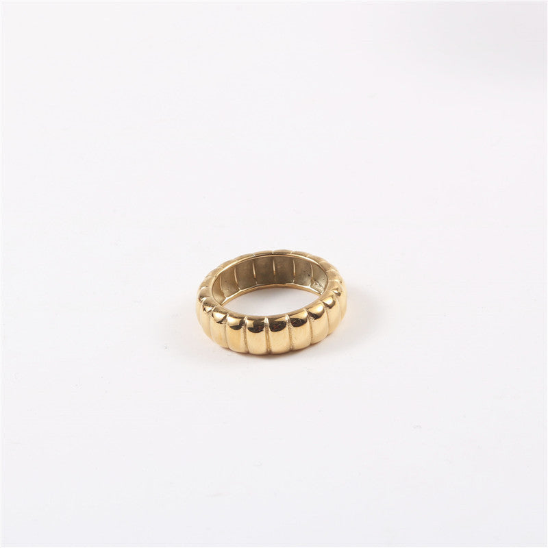 French Vintage Twist Bread Ring | Titanium Steel Gold-Plated