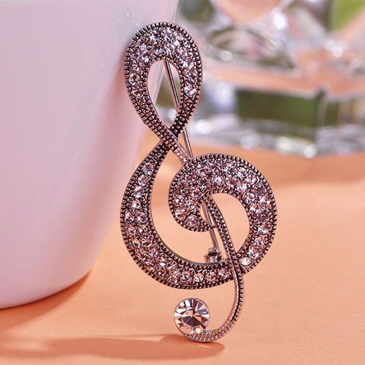 Vintage Musical Note Brooch | Crystal Tin Alloy Classic 4 Colours