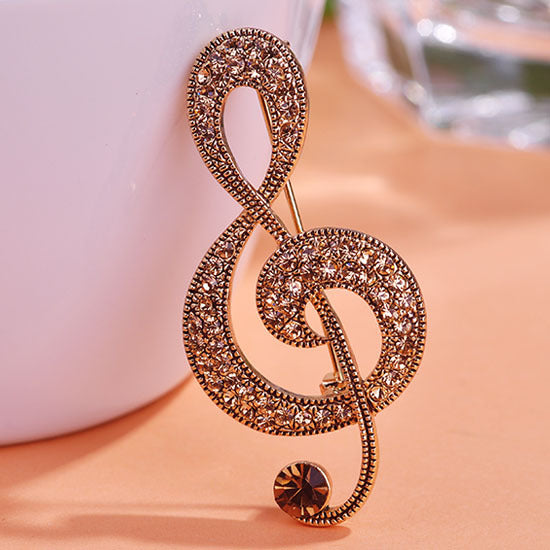 Vintage Musical Note Brooch | Crystal Tin Alloy Classic 4 Colours