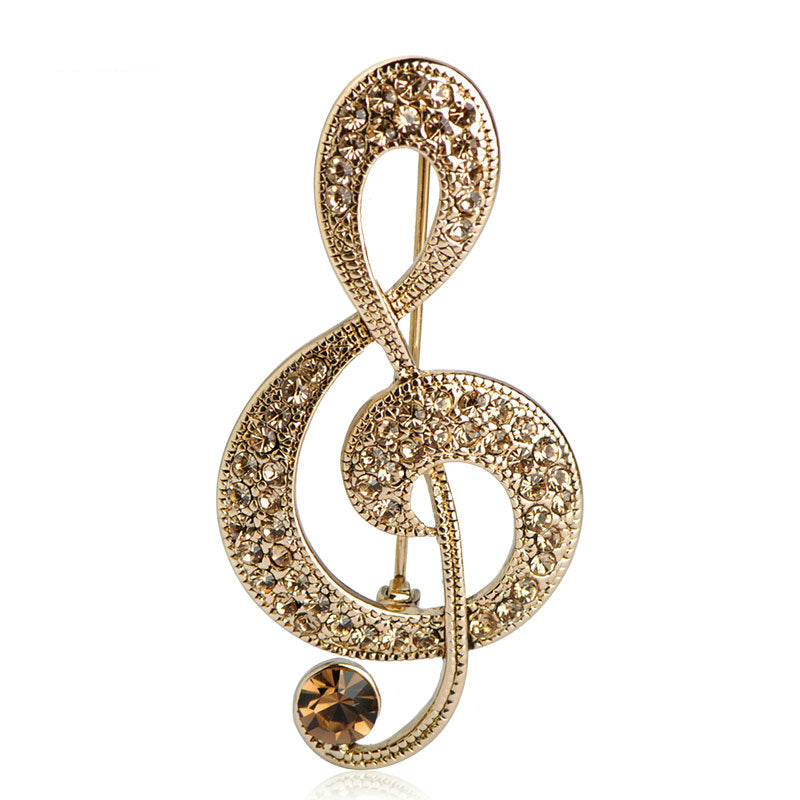 Vintage Musical Note Brooch | Crystal Tin Alloy Classic 4 Colours
