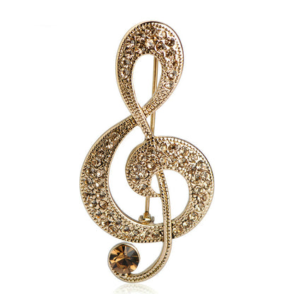 Vintage Musical Note Brooch | Crystal Tin Alloy Classic 4 Colours