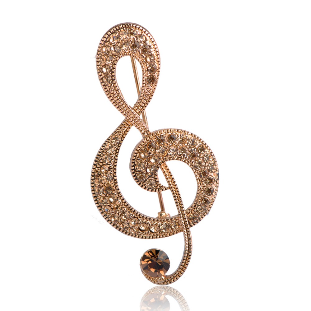 Vintage Musical Note Brooch | Crystal Tin Alloy Classic 4 Colours