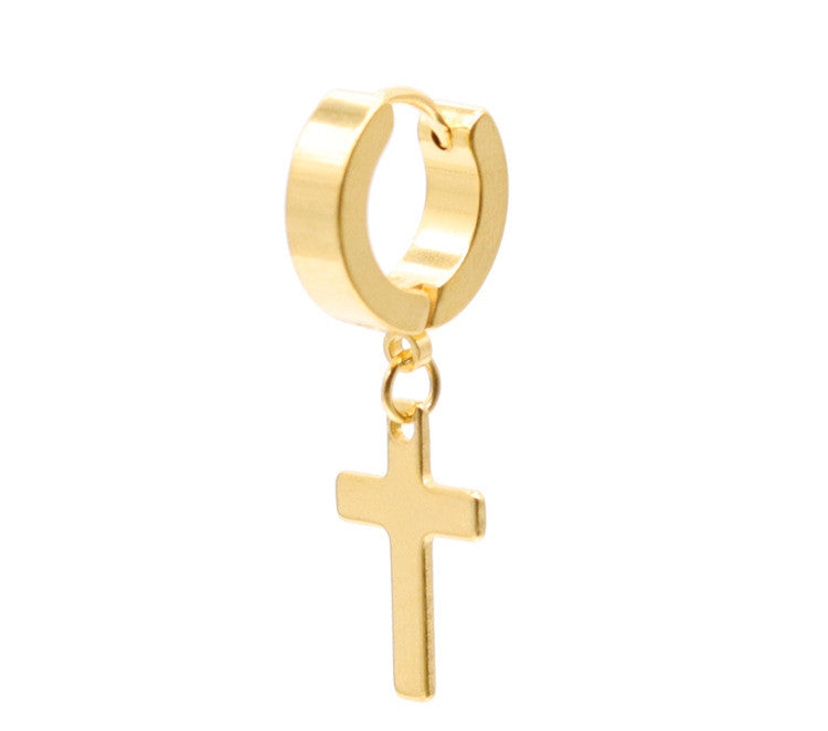 Men's Cross Stainless Steel Earring | 6 Colour Options Single