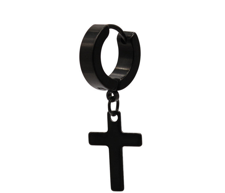 Men's Cross Stainless Steel Earring | 6 Colour Options Single