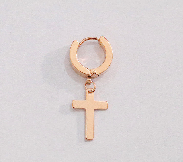 Men's Cross Stainless Steel Earring | 6 Colour Options Single