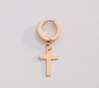 Men's Cross Stainless Steel Earring | 6 Colour Options Single