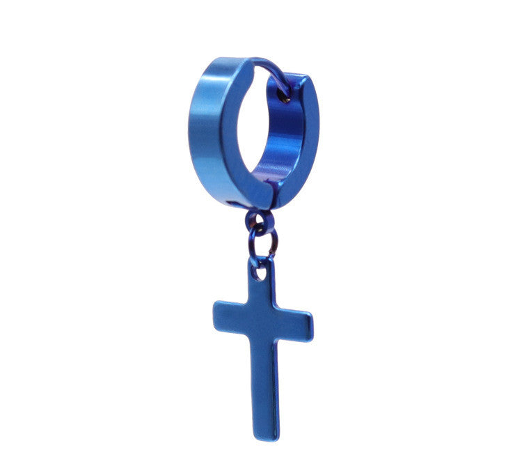 Men's Cross Stainless Steel Earring | 6 Colour Options Single