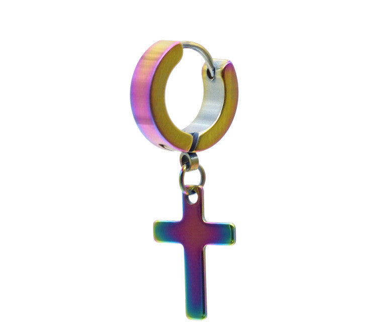 Men's Cross Stainless Steel Earring | 6 Colour Options Single