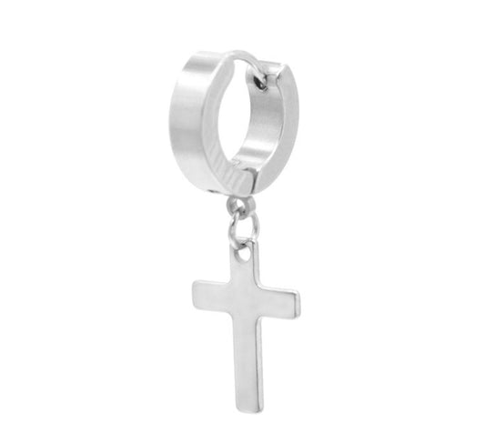 Men's Cross Stainless Steel Earring | 6 Colour Options Single