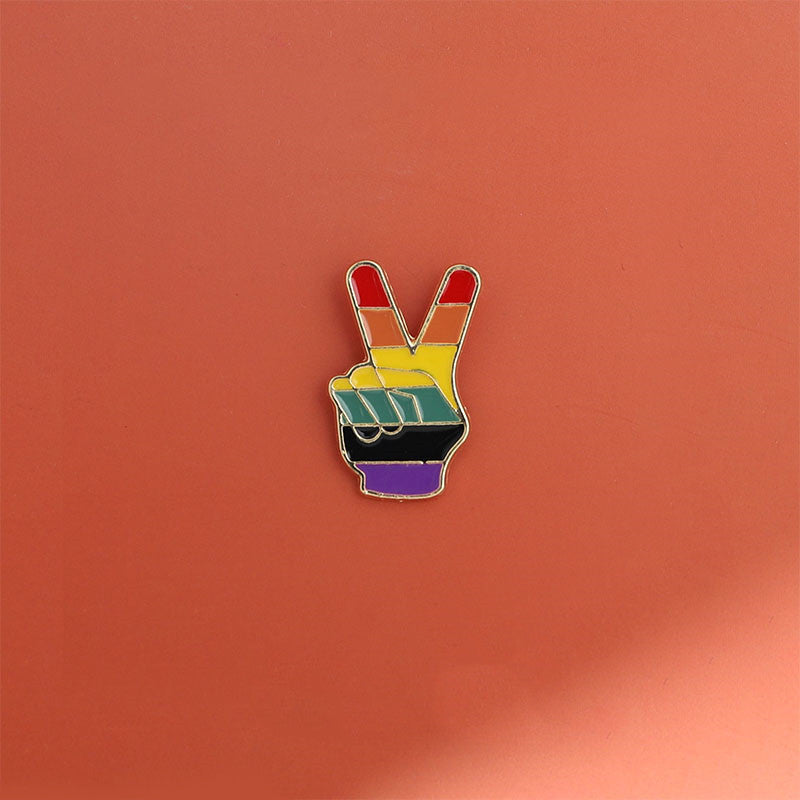 Rainbow Gesture Brooch Badge | Alloy Silver Gold Plated Unisex