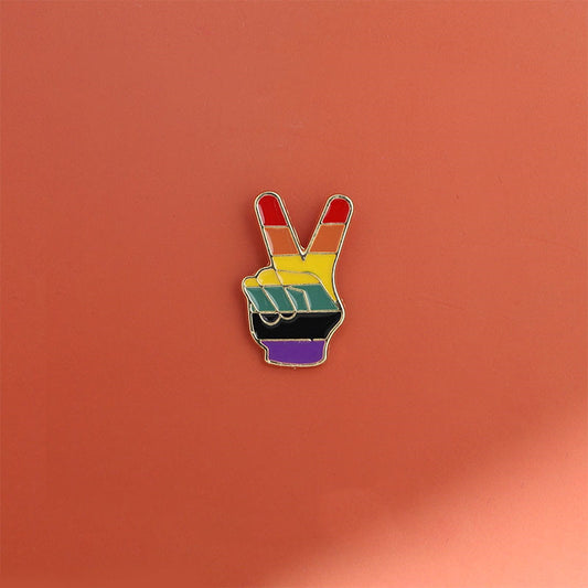 Rainbow Gesture Brooch Badge | Alloy Silver Gold Plated Unisex