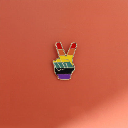 Rainbow Gesture Brooch Badge | Alloy Silver Gold Plated Unisex