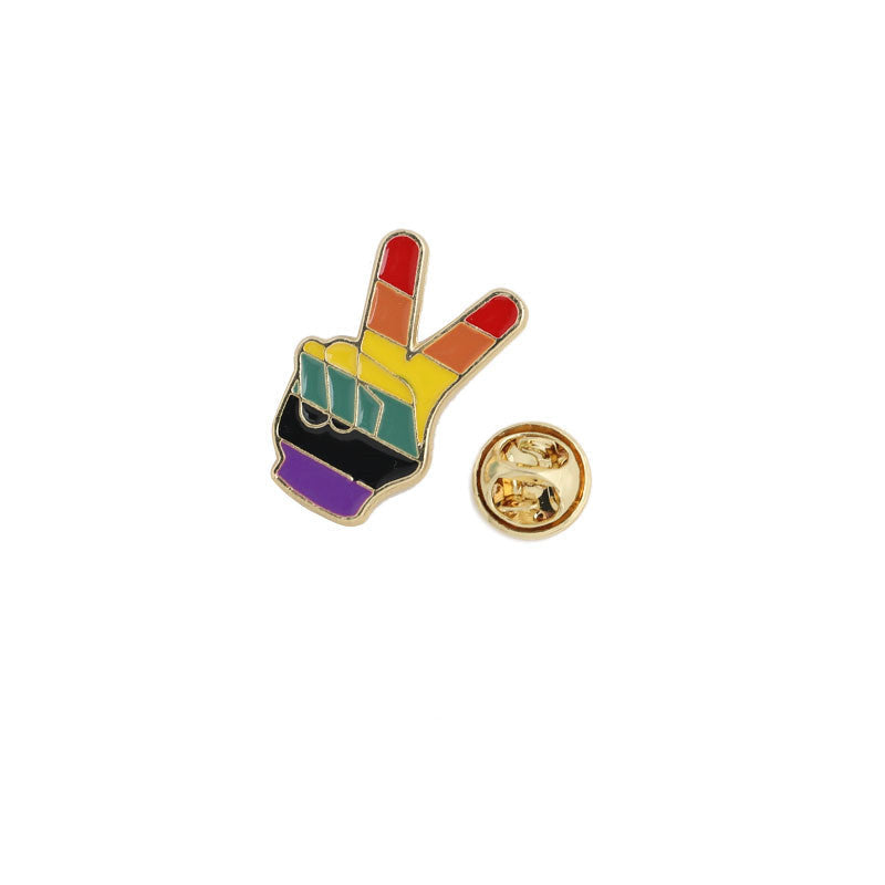 Rainbow Gesture Brooch Badge | Alloy Silver Gold Plated Unisex