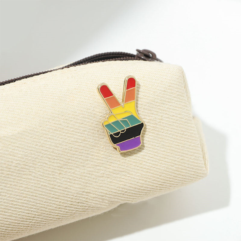 Rainbow Gesture Brooch Badge | Alloy Silver Gold Plated Unisex