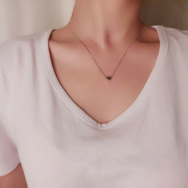 Simple Heart Pendant Collarbone Necklace for Women