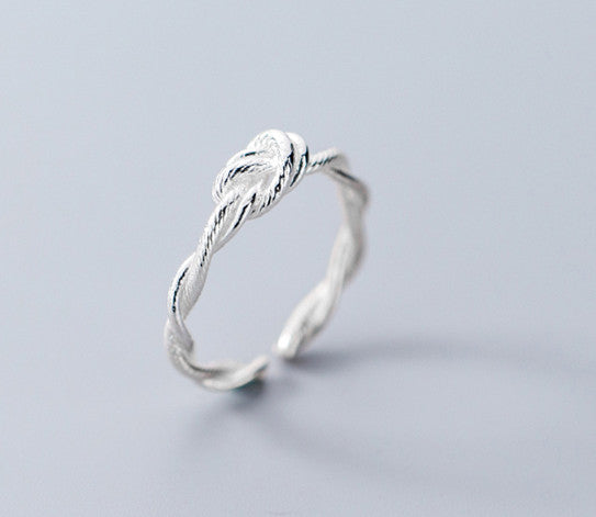 S925 Silver Retro Tie Rope Open Ring | Japanese Korean Style Women's