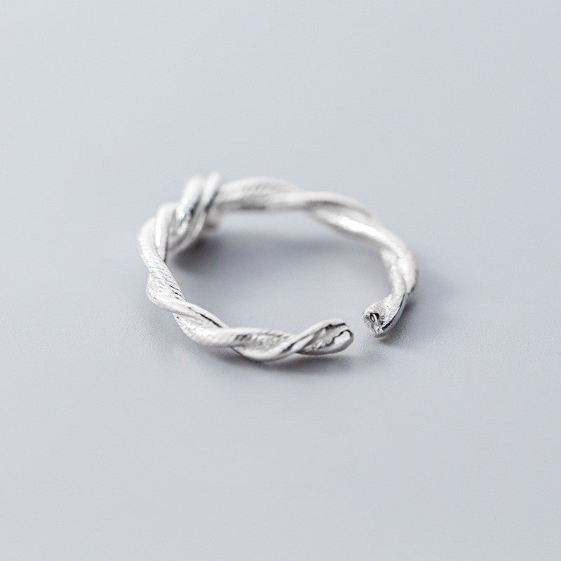 S925 Silver Retro Tie Rope Open Ring | Japanese Korean Style Women's