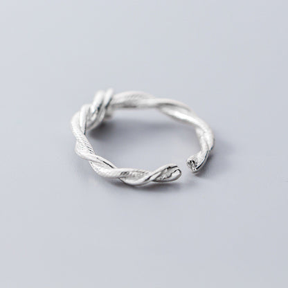 S925 Silver Retro Tie Rope Open Ring | Japanese Korean Style Women's