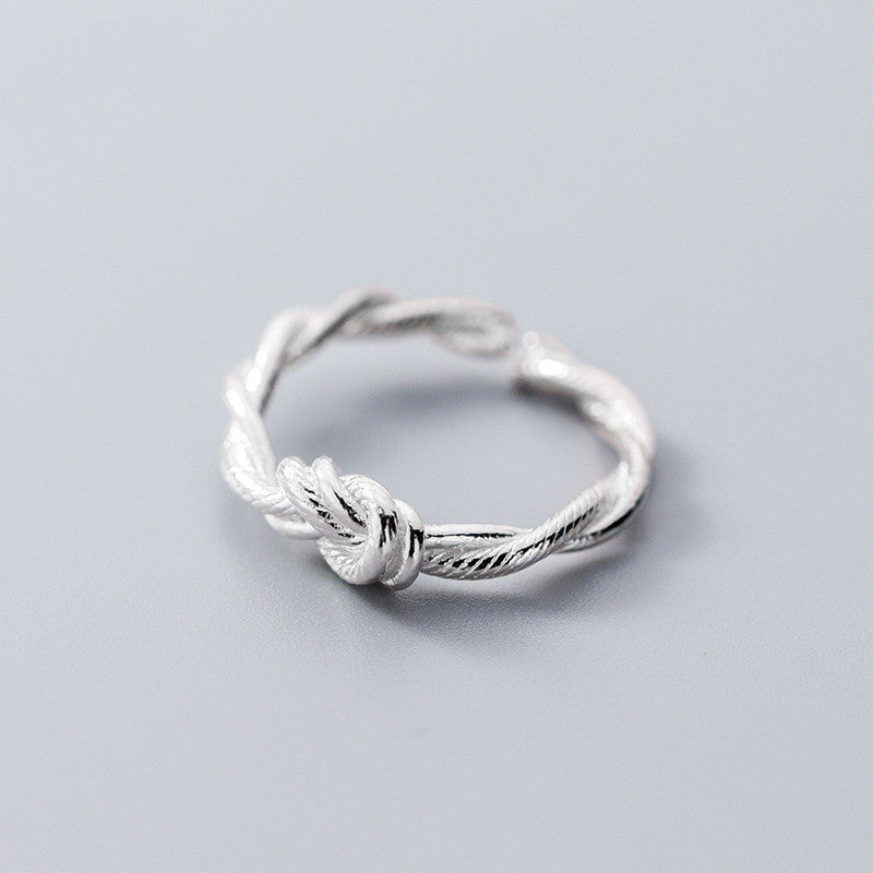 S925 Silver Retro Tie Rope Open Ring | Japanese Korean Style Women's