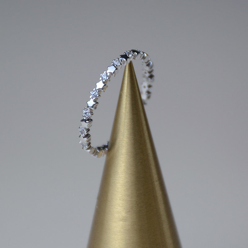 Crystal Star Zircon Ring | Alloy Unisex Silver Wedding Jewellery