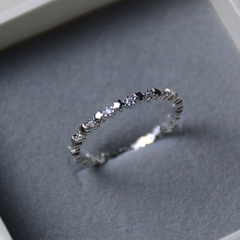 Crystal Star Zircon Ring | Alloy Unisex Silver Wedding Jewellery