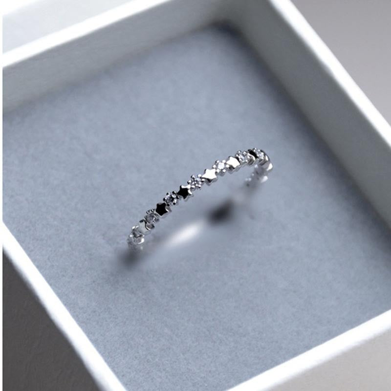 Crystal Star Zircon Ring | Alloy Unisex Silver Wedding Jewellery
