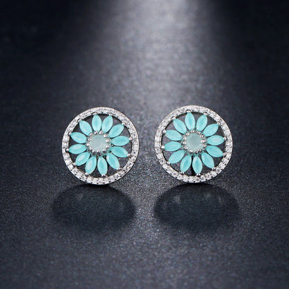 Horse Eye Sunflower Zircon Stud | Full Diamond European Style
