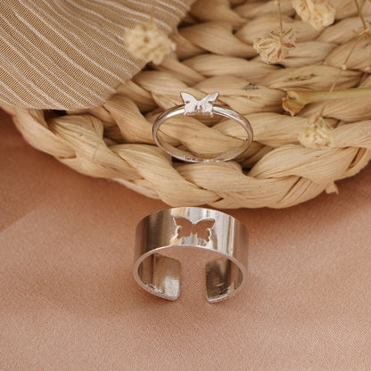 Butterfly 2-Piece Couple Ring Set | Punk INS Style Gold Silver