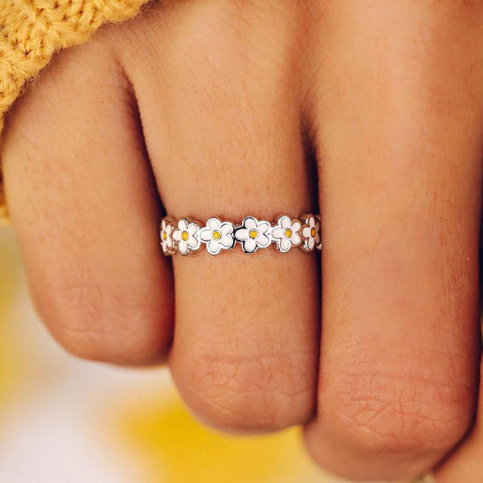 Epoxy Flower Ring | Bohemian Wedding Engagement Alloy Sizes 6-10