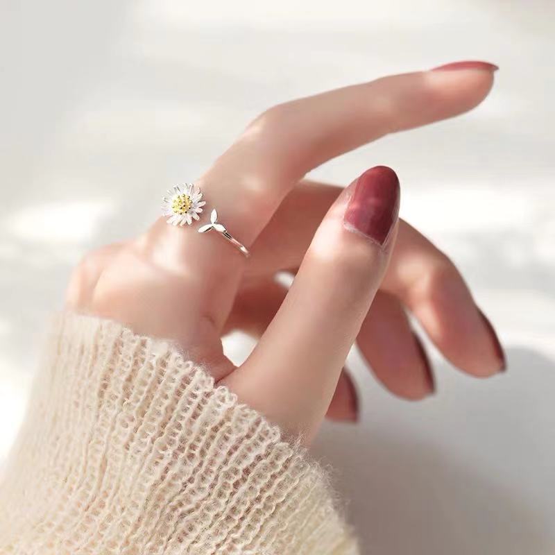 925 Sterling Silver Sunflower Ring | Adjustable Women's Fashion